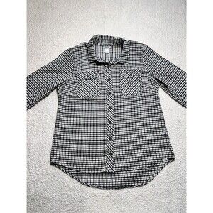 Duluth Trading Co. Folklore Flannel Shirt Men's Large L Houndstooth Black White